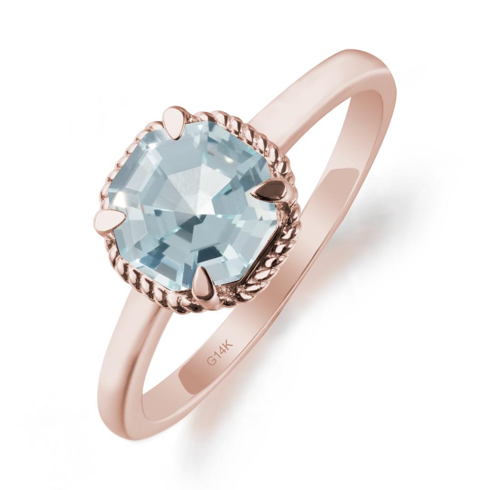 Minimalist  Octagon Aquamarine Ring - LUO Jewelry #metal_14k rose gold