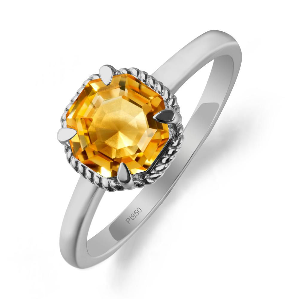 Citrine Sterling Silver Octagon Ring - LUO Jewelry #metal_platinum