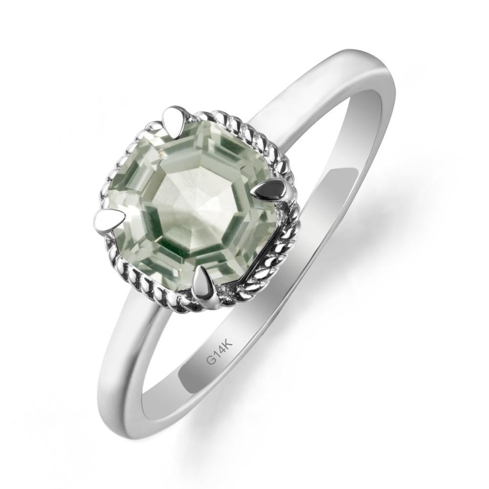Minimalist  Octagon Green Amethyst Ring - LUO Jewelry #metal_14k white gold