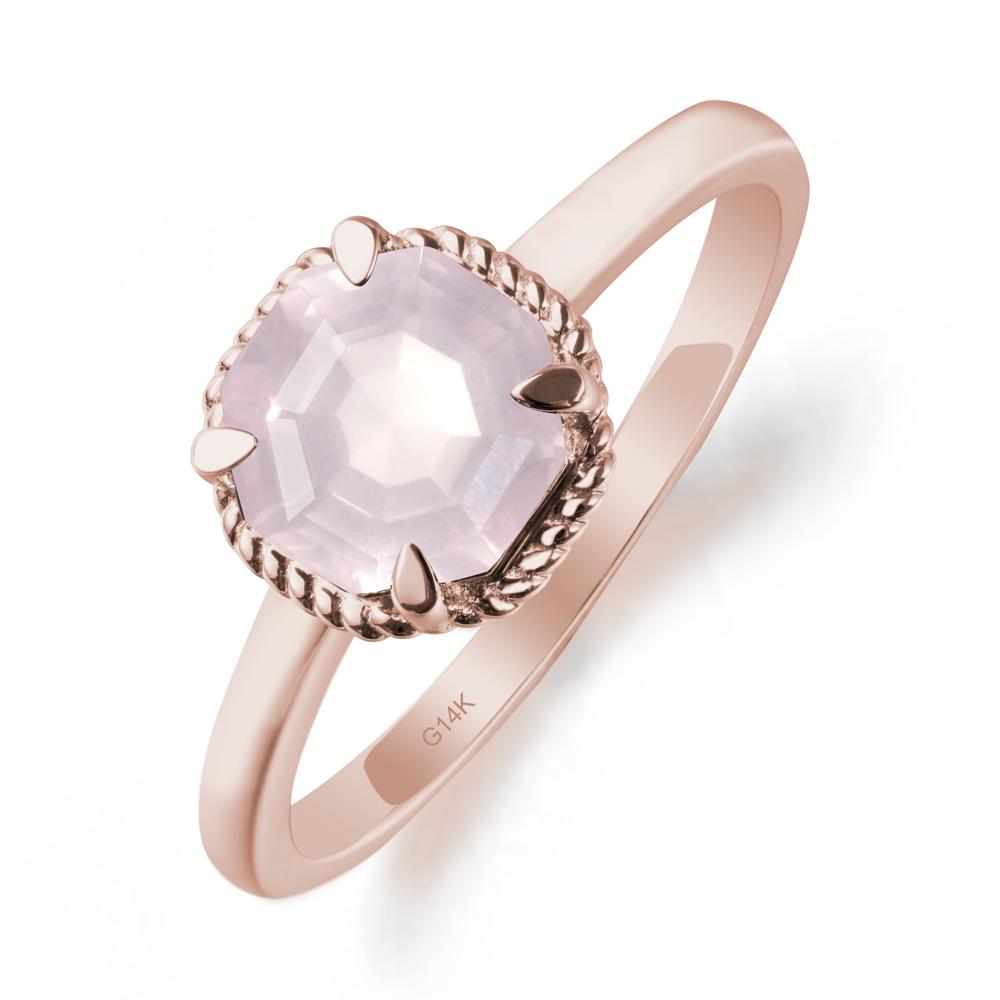 Simple Solitaire Octagon Rose Quartz Ring - LUO Jewelry #metal_14k rose gold