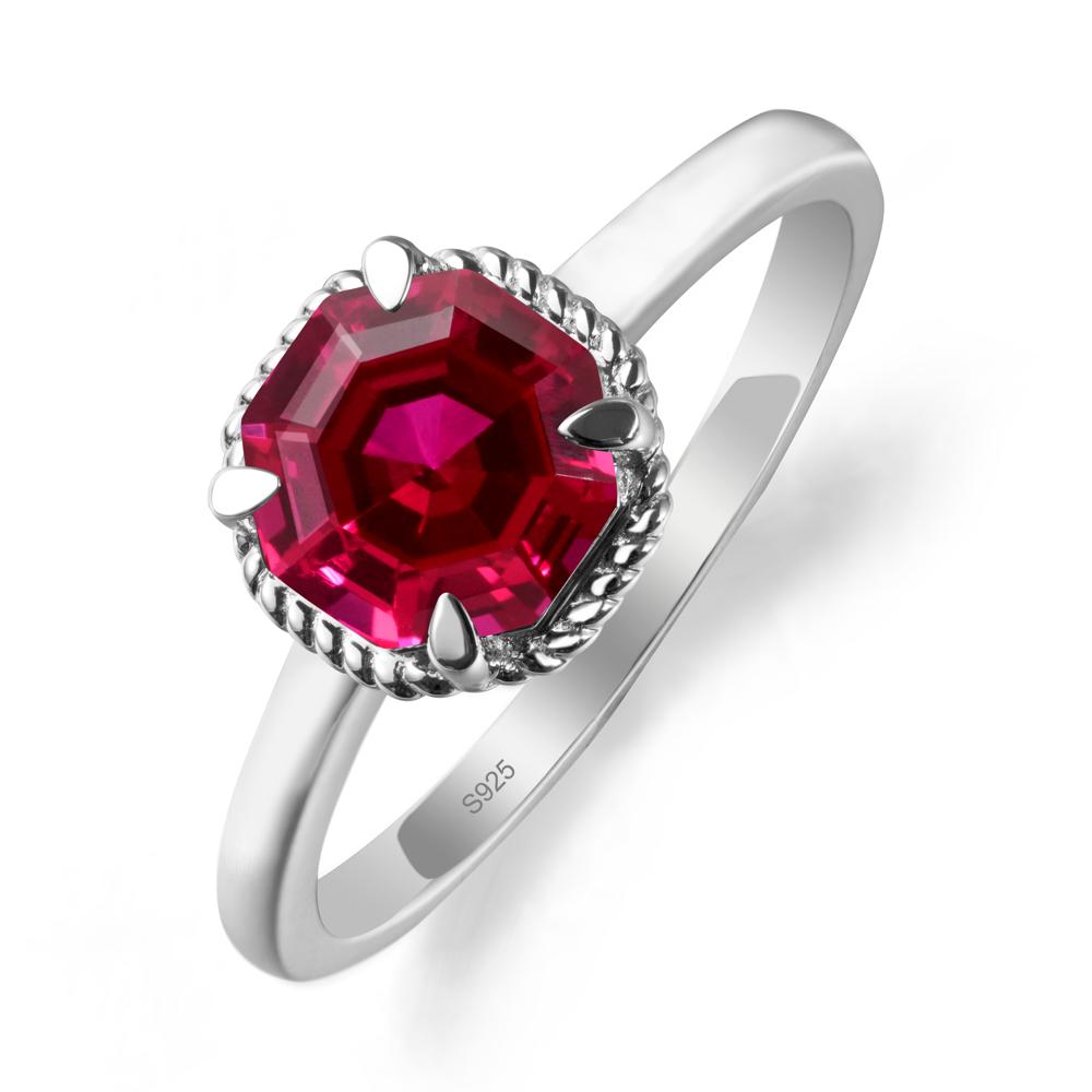 Minimalist  Octagon Ruby Ring - LUO Jewelry #metal_sterling silver