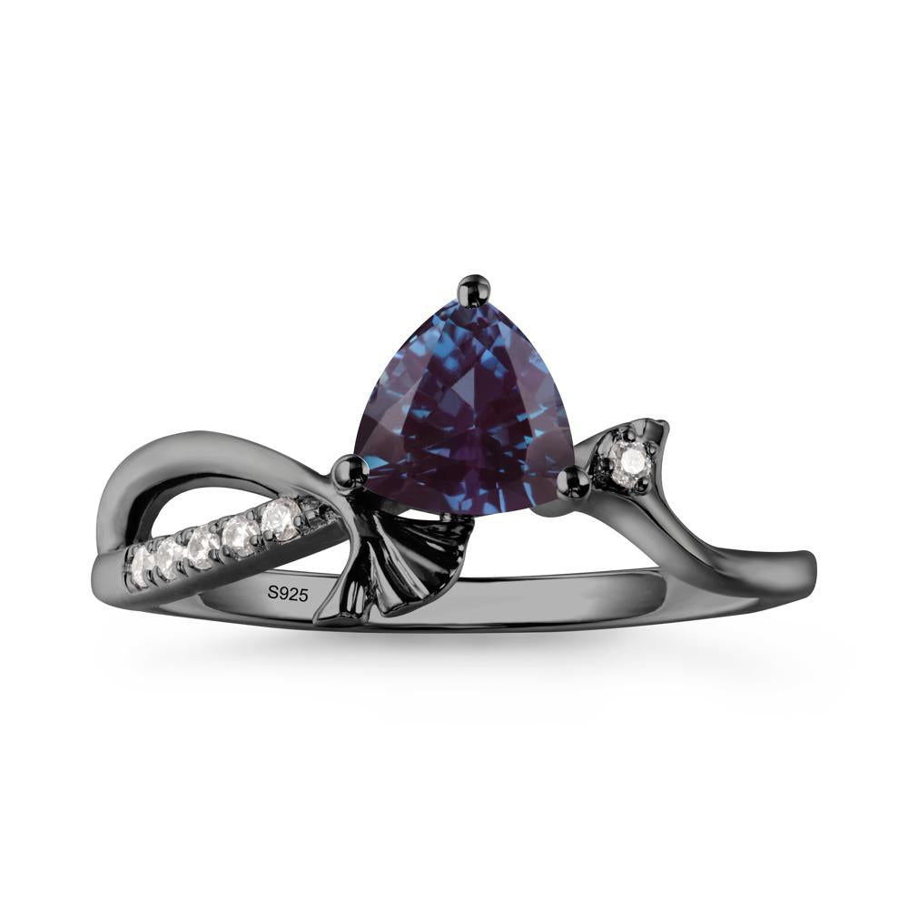 Ginkgo Leaf Trillion Alexandrite Ring - LUO Jewelry #metal_black finish sterling silver