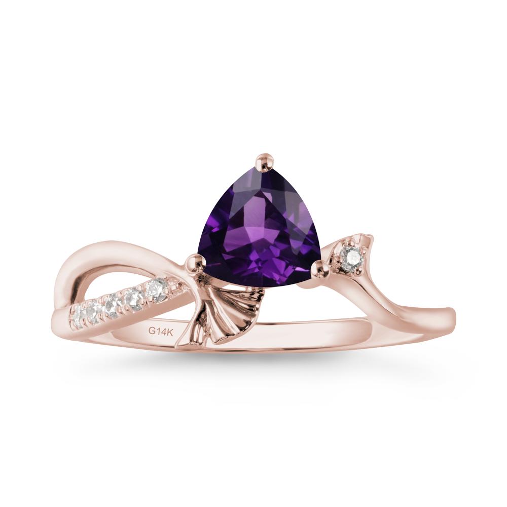 Trillion Amethyst Ginkgo Leaf Ring - LUO Jewelry #metal_14k rose gold
