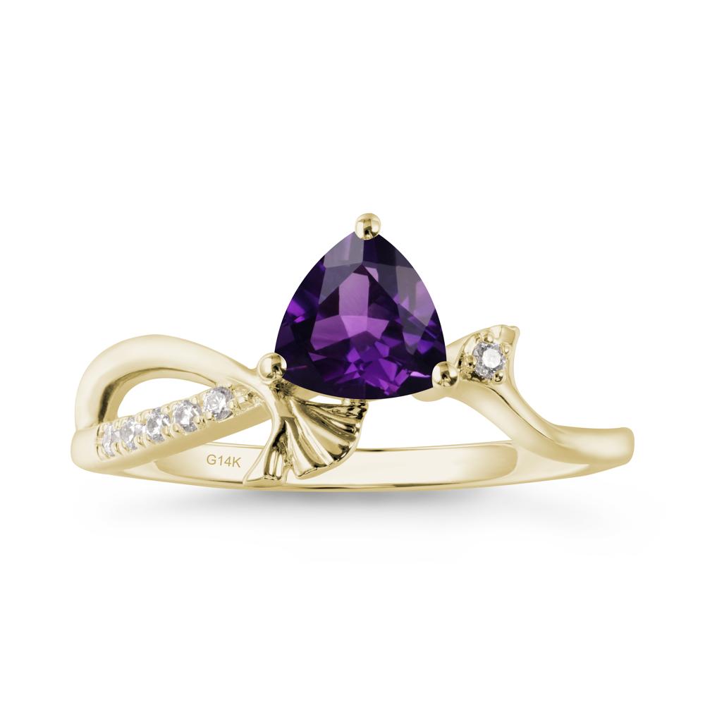 Trillion Amethyst Ginkgo Leaf Ring - LUO Jewelry #metal_14k yellow gold