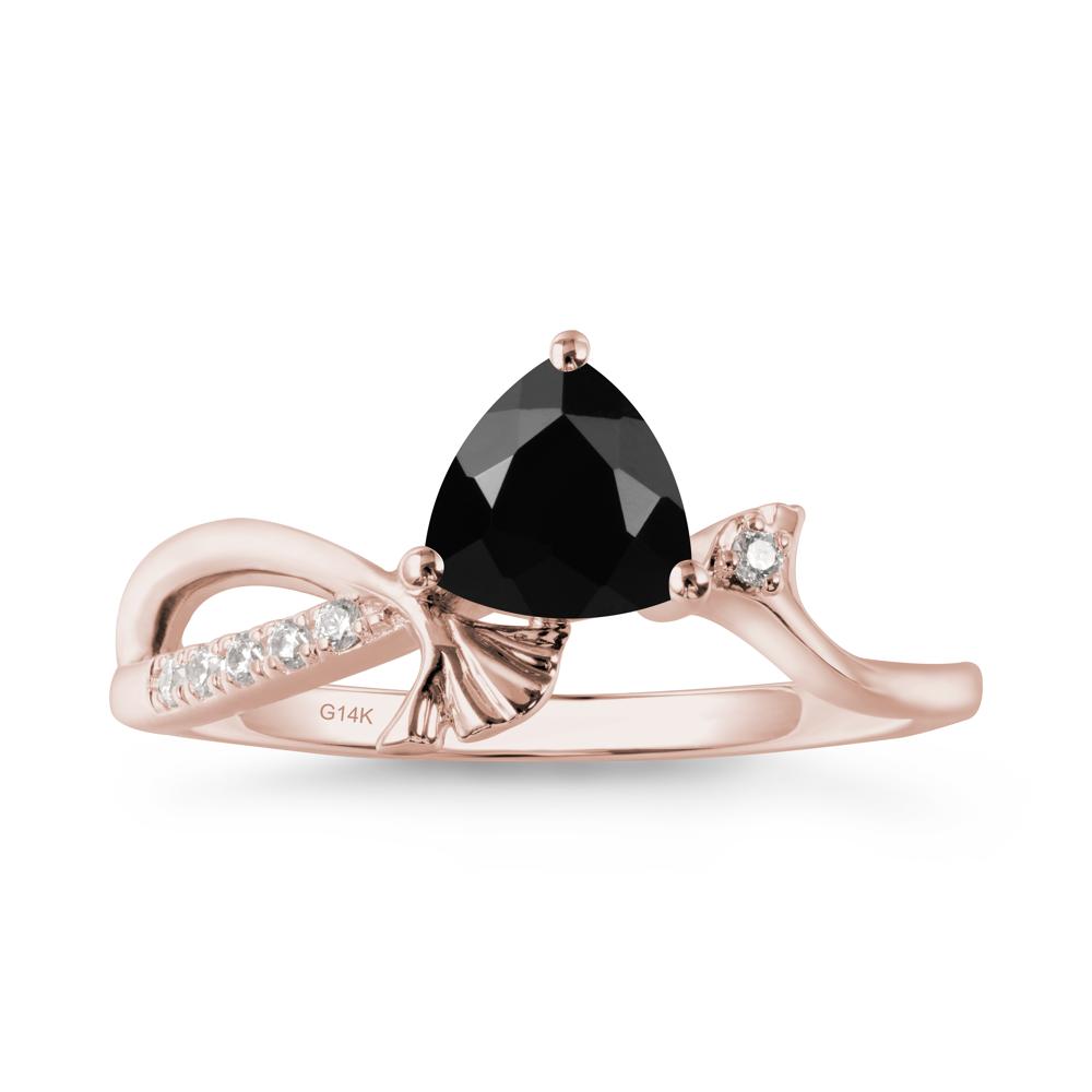 Trillion Black Spinel Ginkgo Leaf Ring - LUO Jewelry #metal_14k rose gold