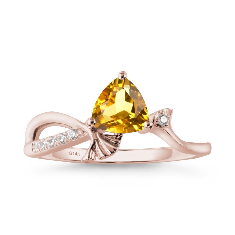 Ginkgo Leaf Trillion Citrine Ring - LUO Jewelry #metal_14k rose gold