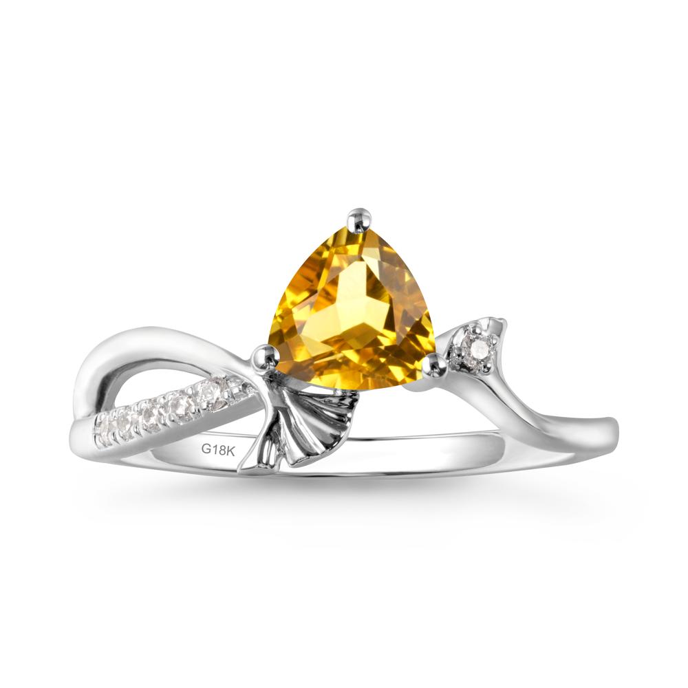 Ginkgo Leaf Trillion Citrine Ring - LUO Jewelry #metal_18k white gold