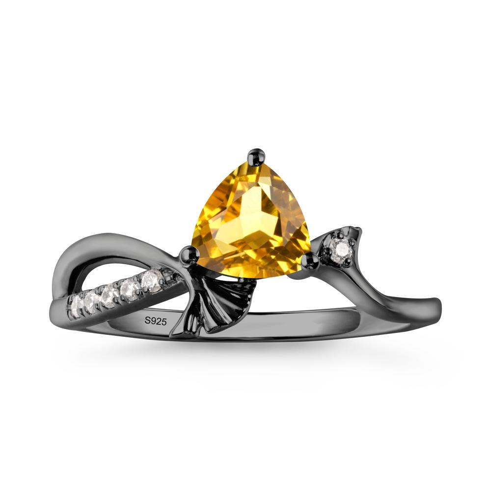 Ginkgo Leaf Trillion Citrine Ring - LUO Jewelry #metal_black finish sterling silver
