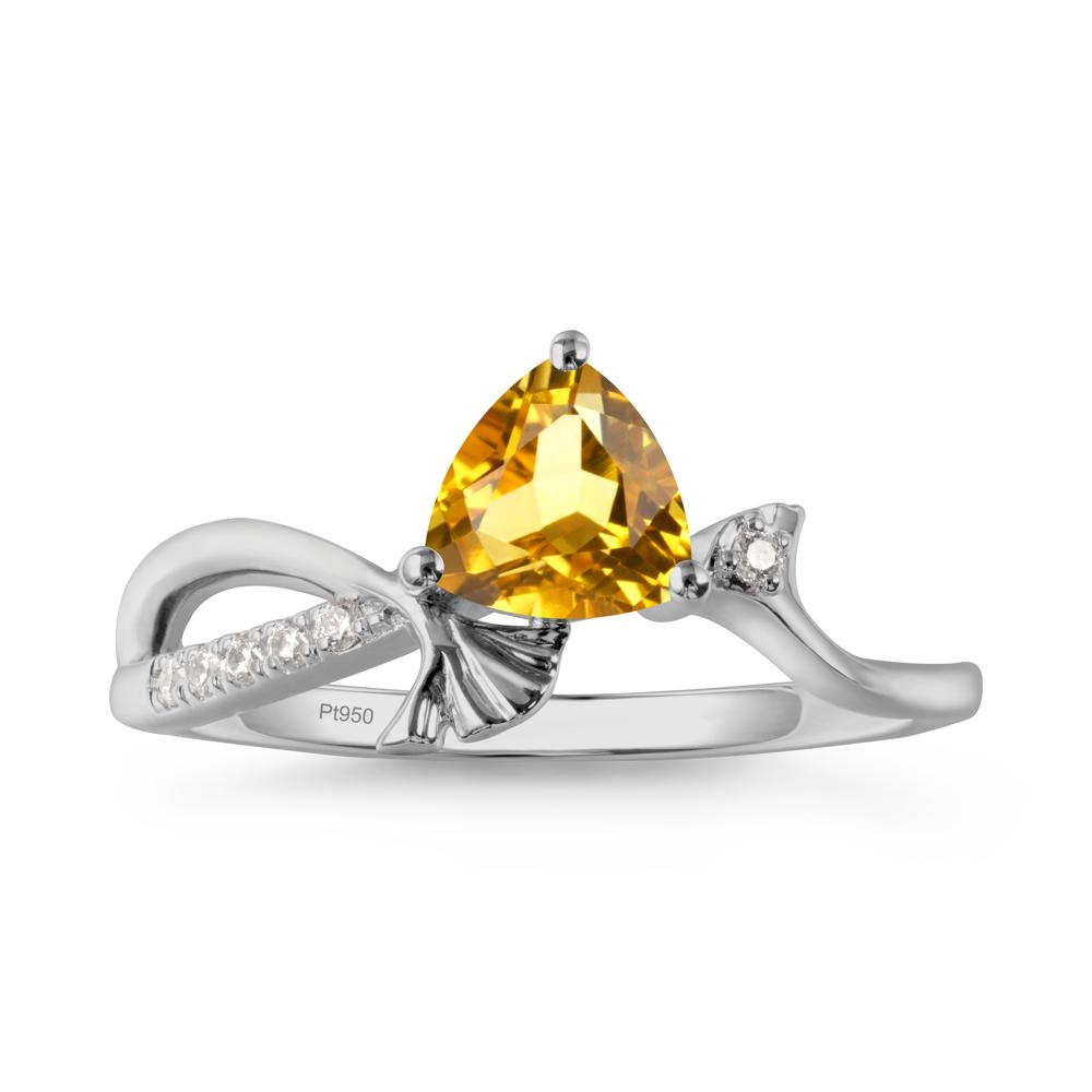 Ginkgo Leaf Trillion Citrine Ring - LUO Jewelry #metal_platinum