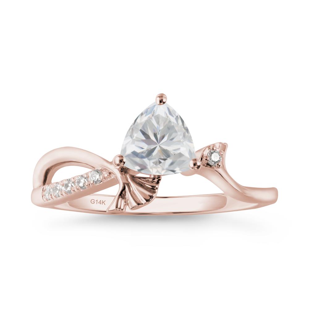 Trillion Cubic Zirconia Ginkgo Leaf Ring - LUO Jewelry #metal_14k rose gold