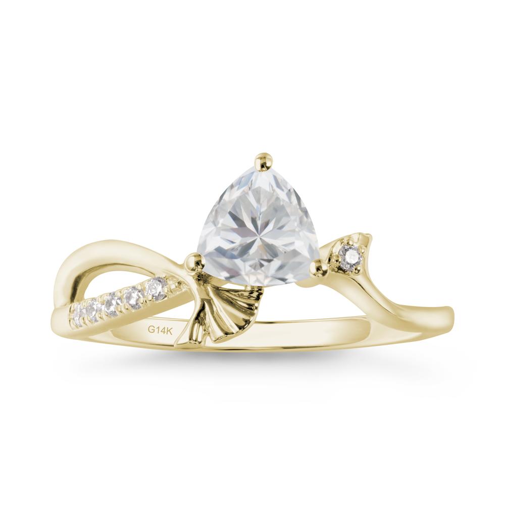 Trillion Cubic Zirconia Ginkgo Leaf Ring - LUO Jewelry #metal_14k yellow gold