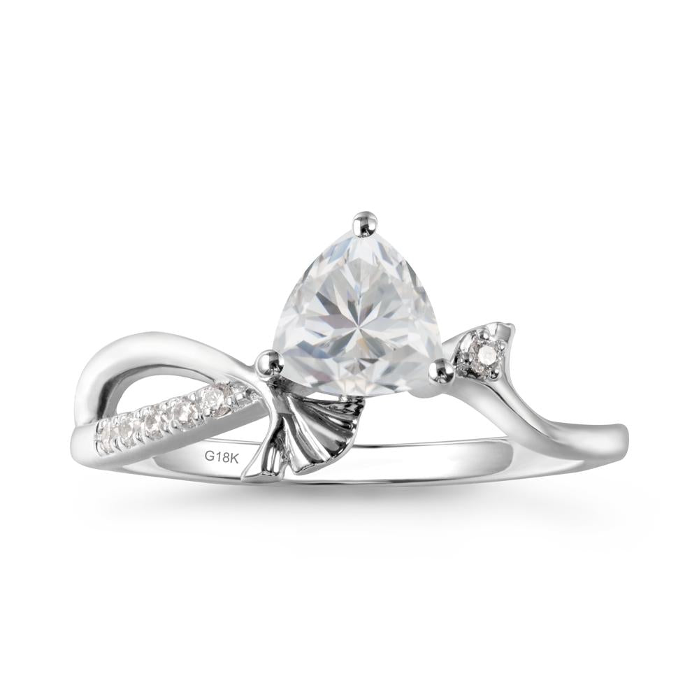 Trillion Cubic Zirconia Ginkgo Leaf Ring - LUO Jewelry #metal_18k white gold