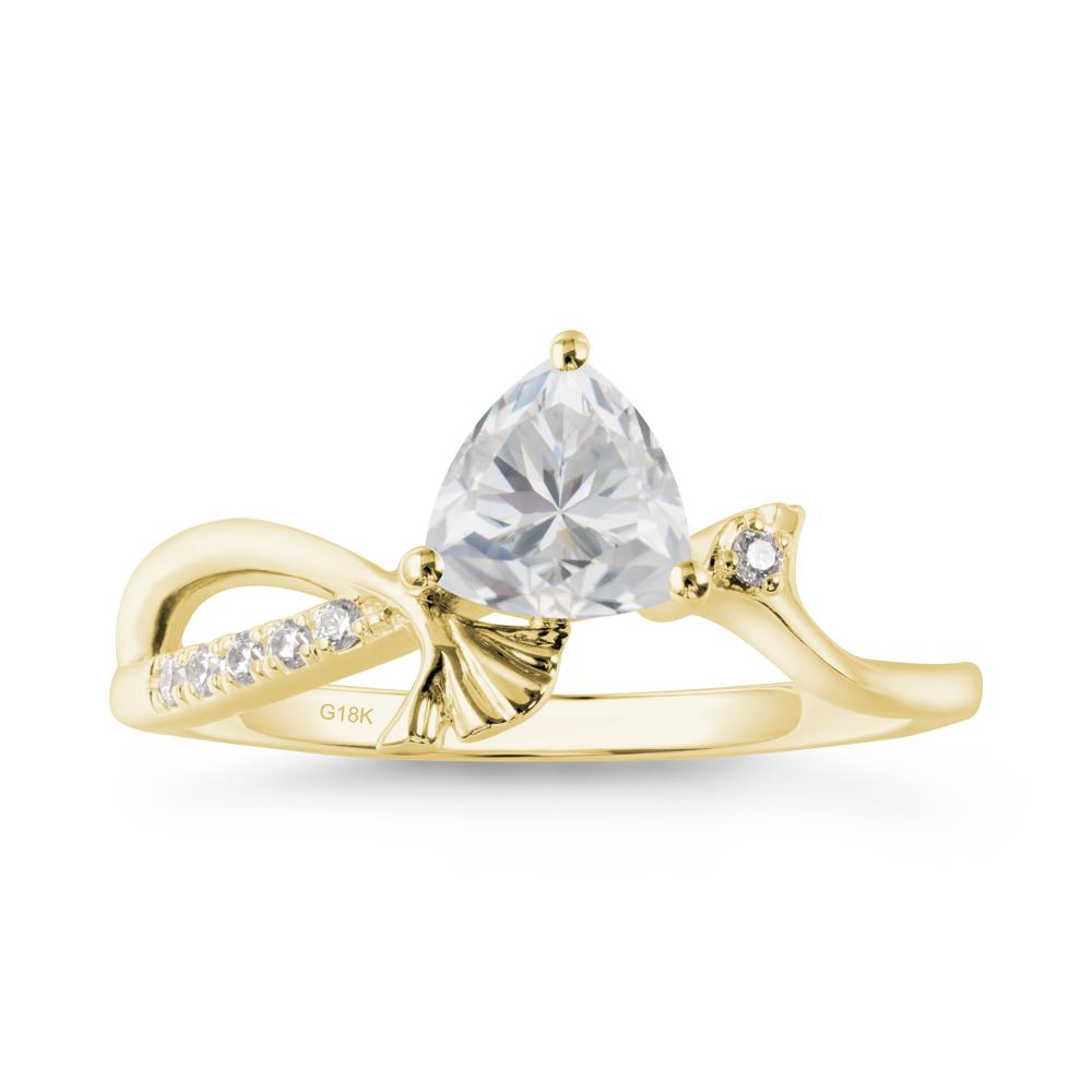 Trillion Cubic Zirconia Ginkgo Leaf Ring - LUO Jewelry #metal_18k yellow gold