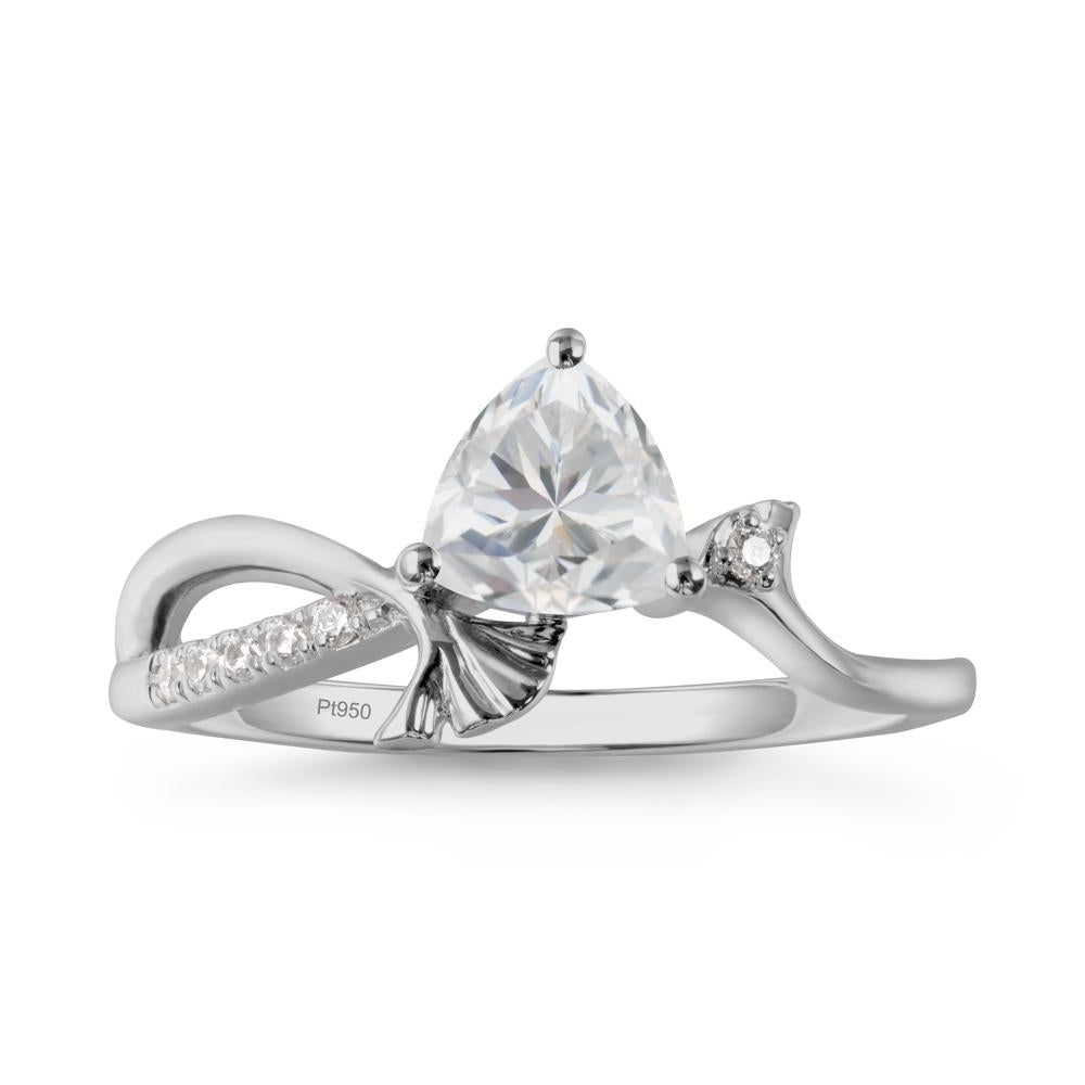 Trillion Cubic Zirconia Ginkgo Leaf Ring - LUO Jewelry #metal_platinum