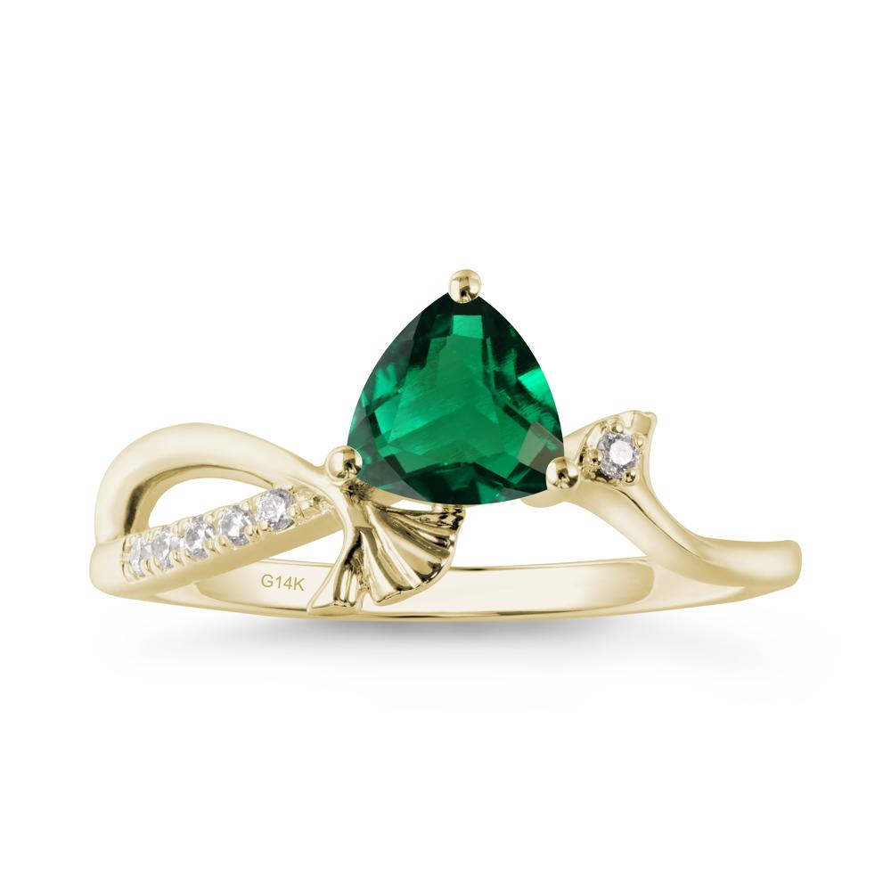 Trillion Emerald Ginkgo Leaf Ring - LUO Jewelry #metal_14k yellow gold