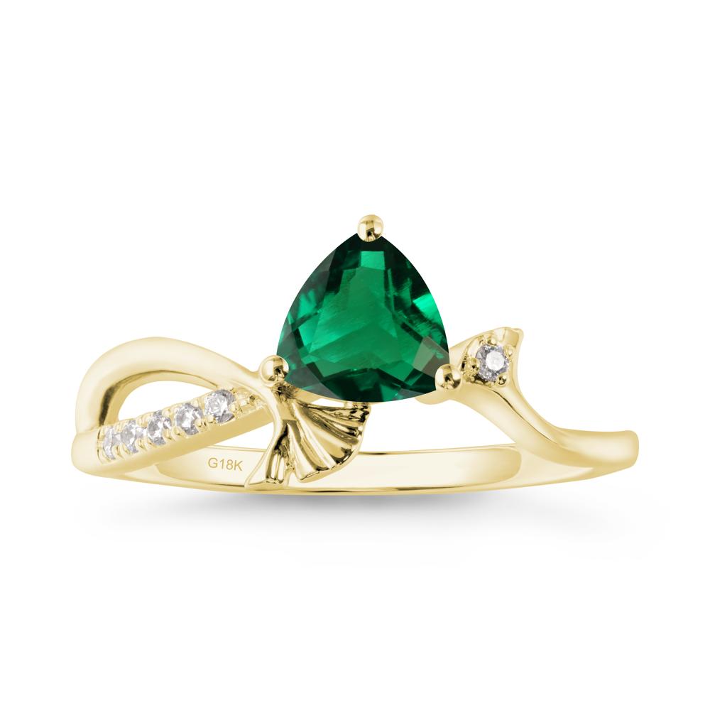 Trillion Emerald Ginkgo Leaf Ring - LUO Jewelry #metal_18k yellow gold