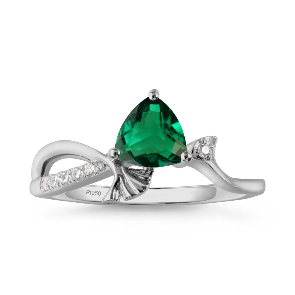 Trillion Emerald Ginkgo Leaf Ring - LUO Jewelry #metal_platinum