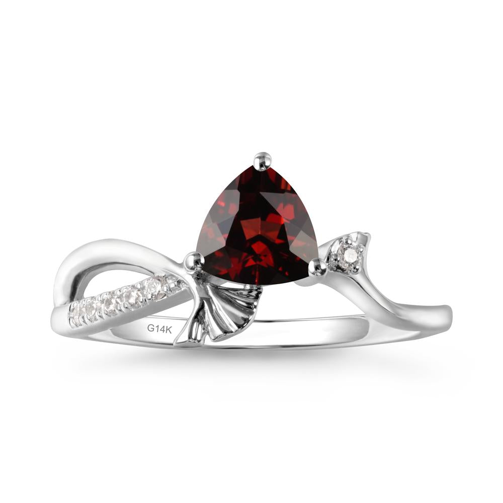 Ginkgo Leaf Trillion Garnet Ring - LUO Jewelry #metal_14k white gold
