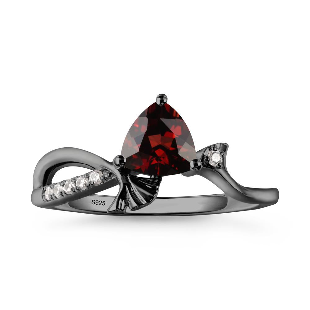 Ginkgo Leaf Trillion Garnet Ring - LUO Jewelry #metal_black finish sterling silver