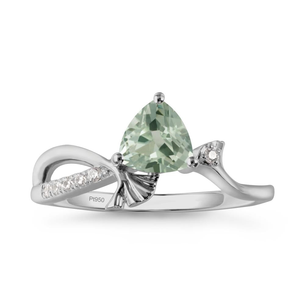 Trillion Green Amethyst Ginkgo Leaf Ring - LUO Jewelry #metal_platinum