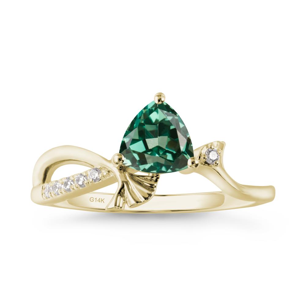Ginkgo Leaf Trillion Green Sapphire Ring - LUO Jewelry #metal_14k yellow gold