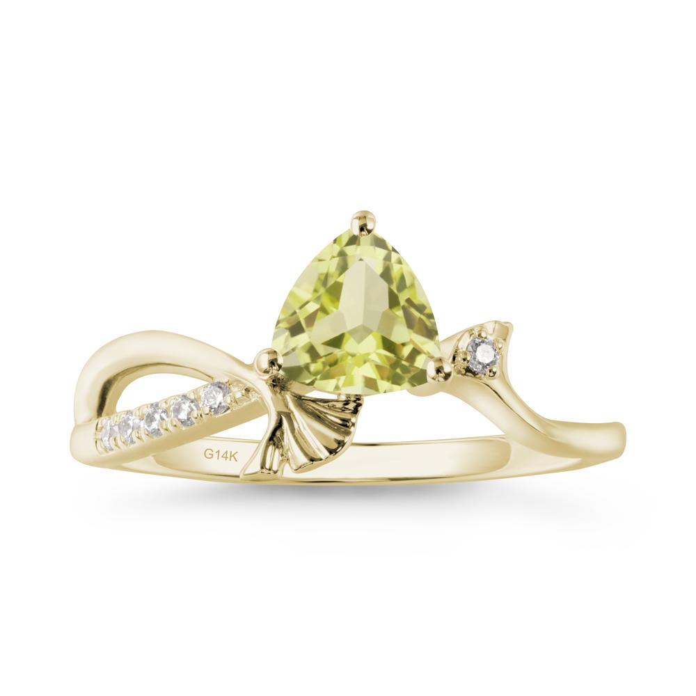 Trillion Lemon Quartz Ginkgo Leaf Ring - LUO Jewelry #metal_14k yellow gold