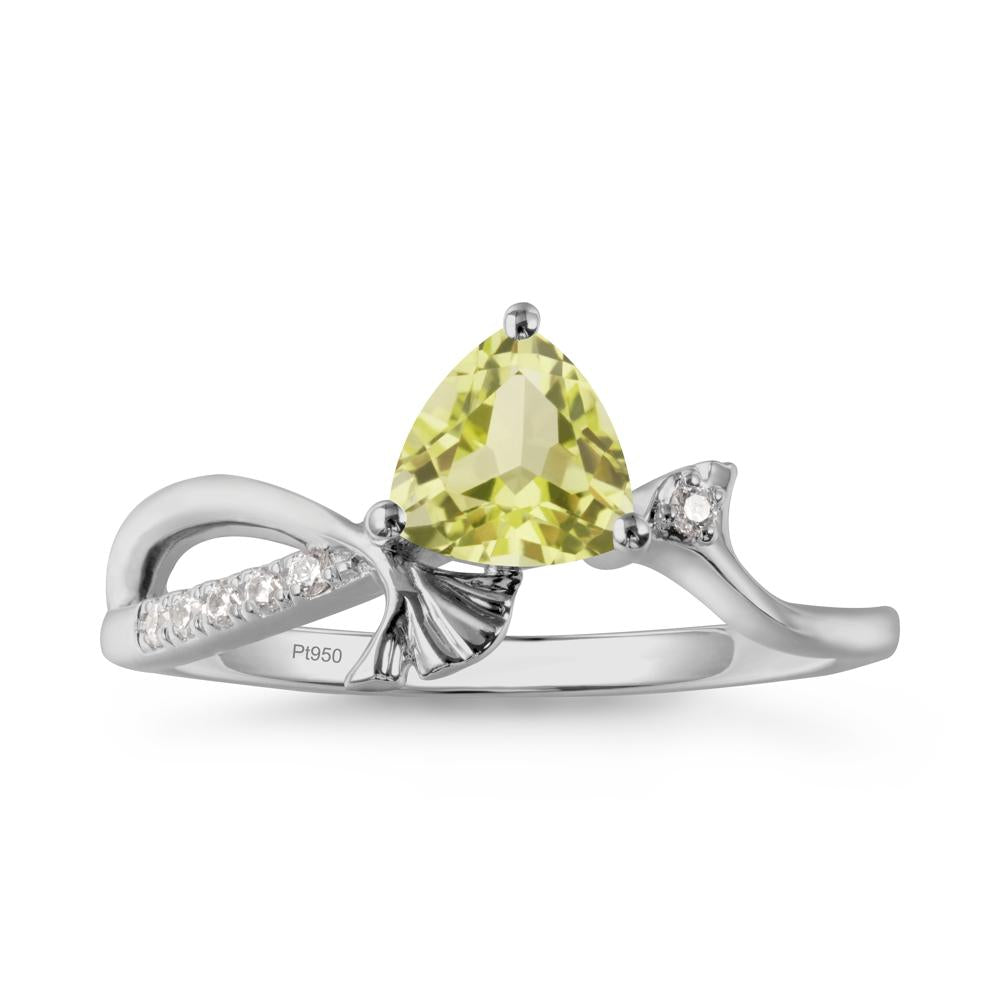 Trillion Lemon Quartz Ginkgo Leaf Ring - LUO Jewelry #metal_platinum