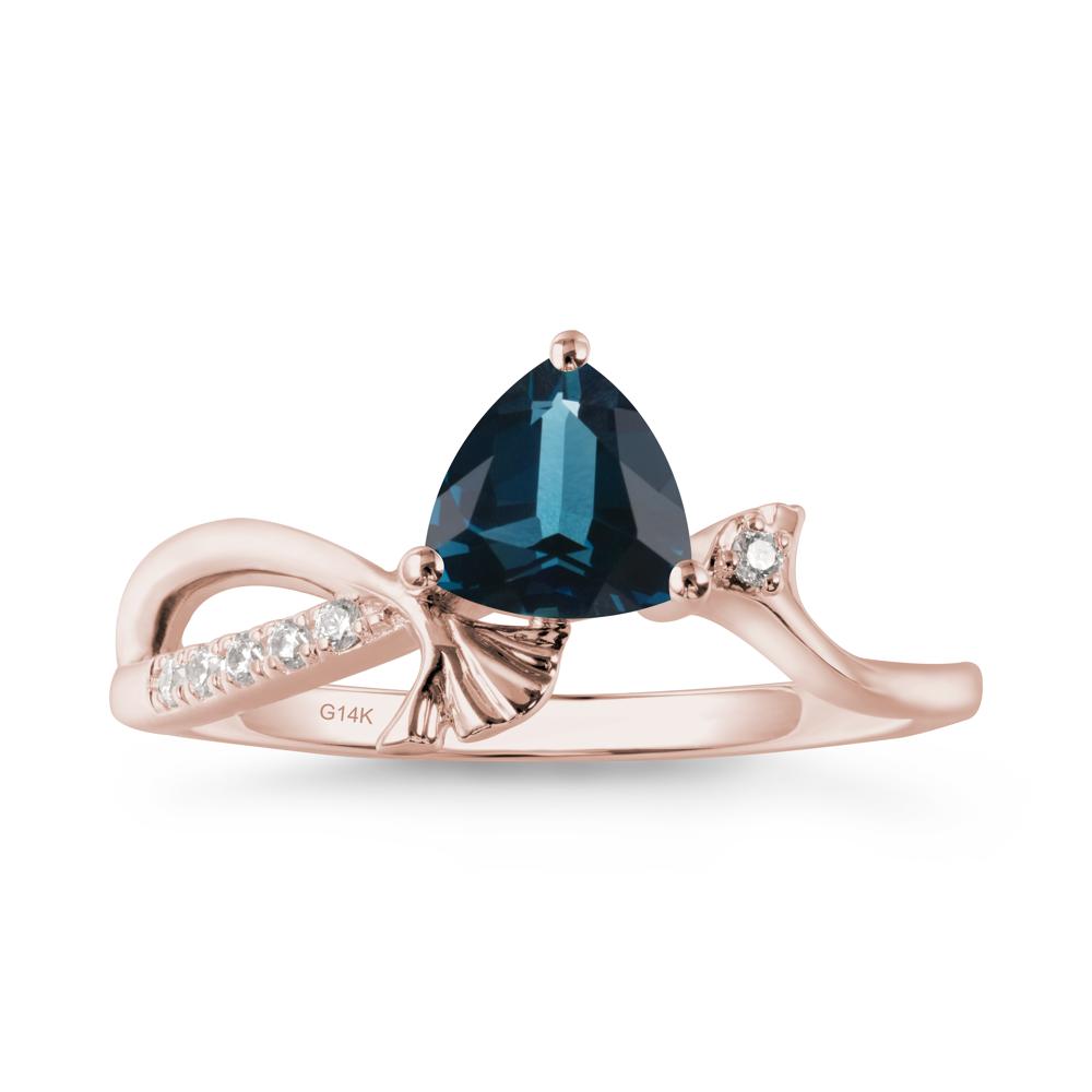 Ginkgo Leaf Trillion London Blue Topaz Ring - LUO Jewelry #metal_14k rose gold