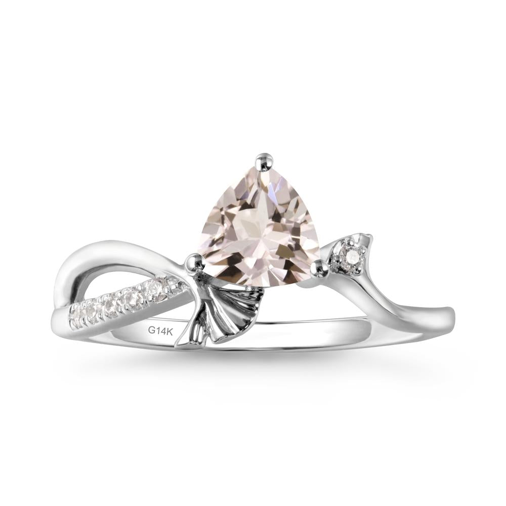 Ginkgo Leaf Trillion Morganite Ring - LUO Jewelry #metal_14k white gold