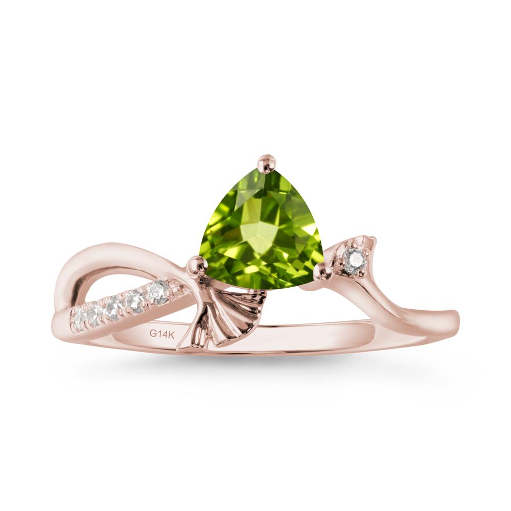 Trillion Peridot Ginkgo Leaf Ring - LUO Jewelry #metal_14k rose gold