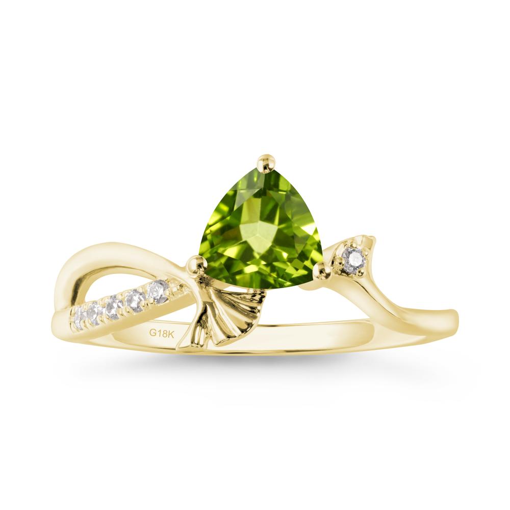 Trillion Peridot Ginkgo Leaf Ring - LUO Jewelry #metal_18k yellow gold
