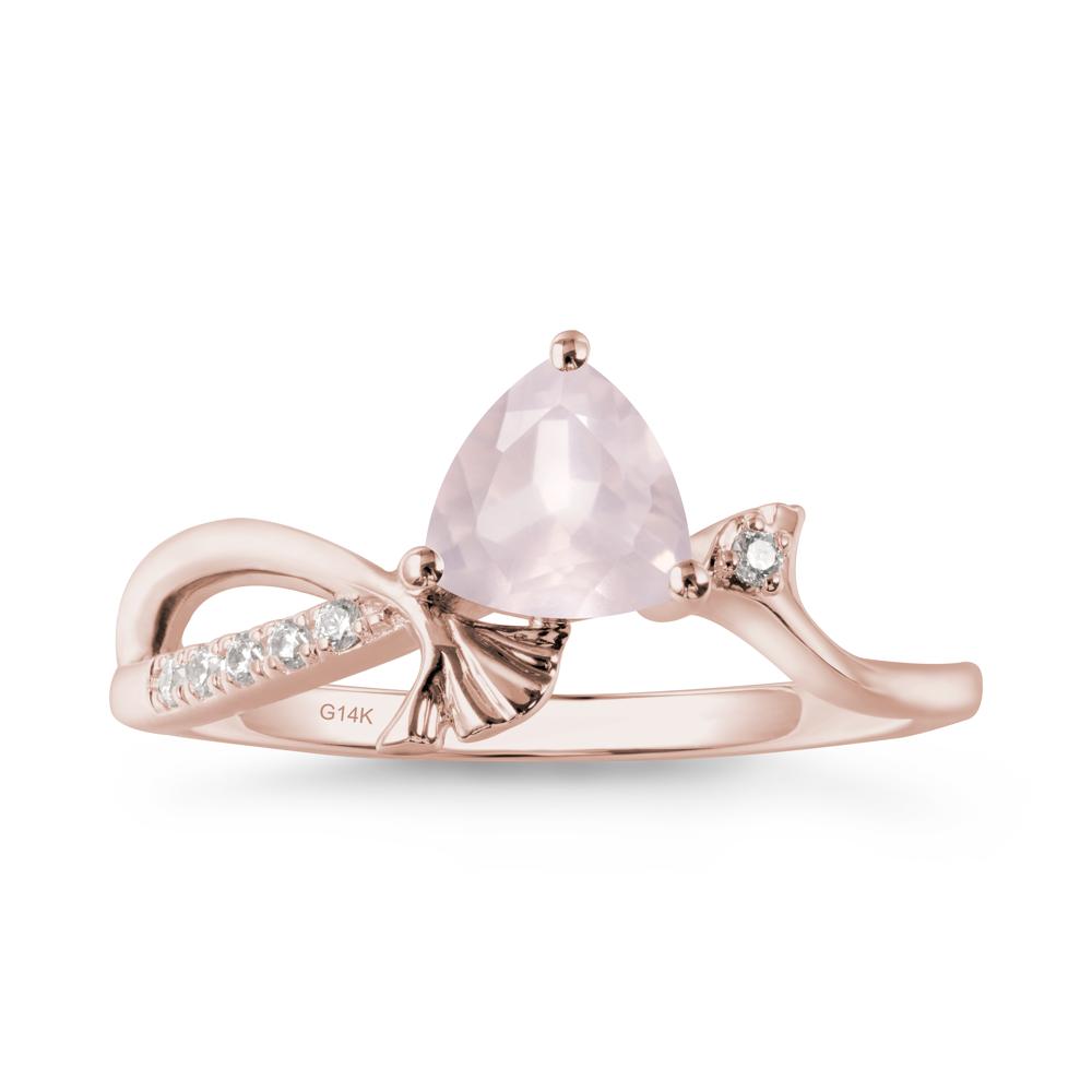 Ginkgo Leaf Trillion Rose Quartz Ring - LUO Jewelry #metal_14k rose gold