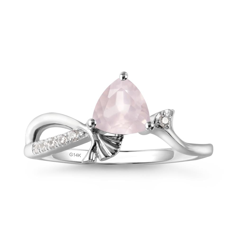 Ginkgo Leaf Trillion Rose Quartz Ring - LUO Jewelry #metal_14k white gold