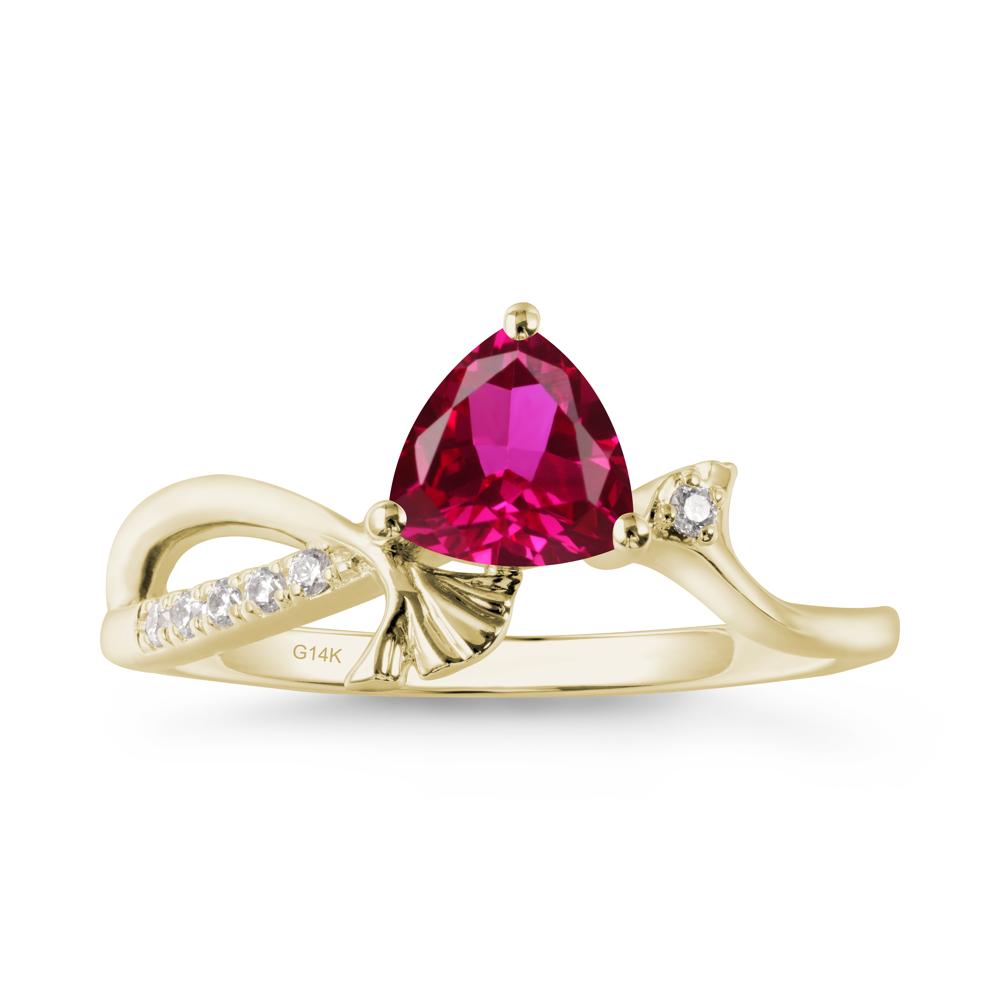 Trillion Ruby Ginkgo Leaf Ring - LUO Jewelry #metal_14k yellow gold
