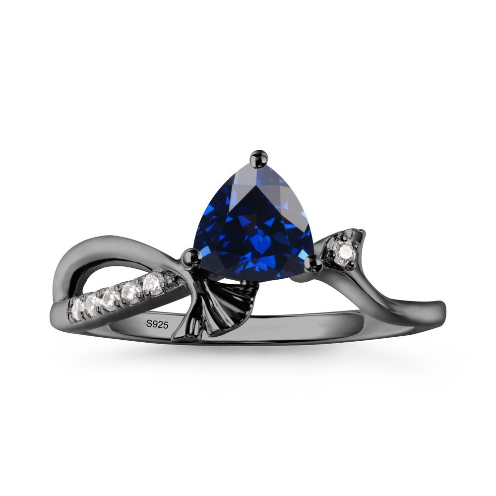 Ginkgo Leaf Trillion Sapphire Ring - LUO Jewelry #metal_black finish sterling silver