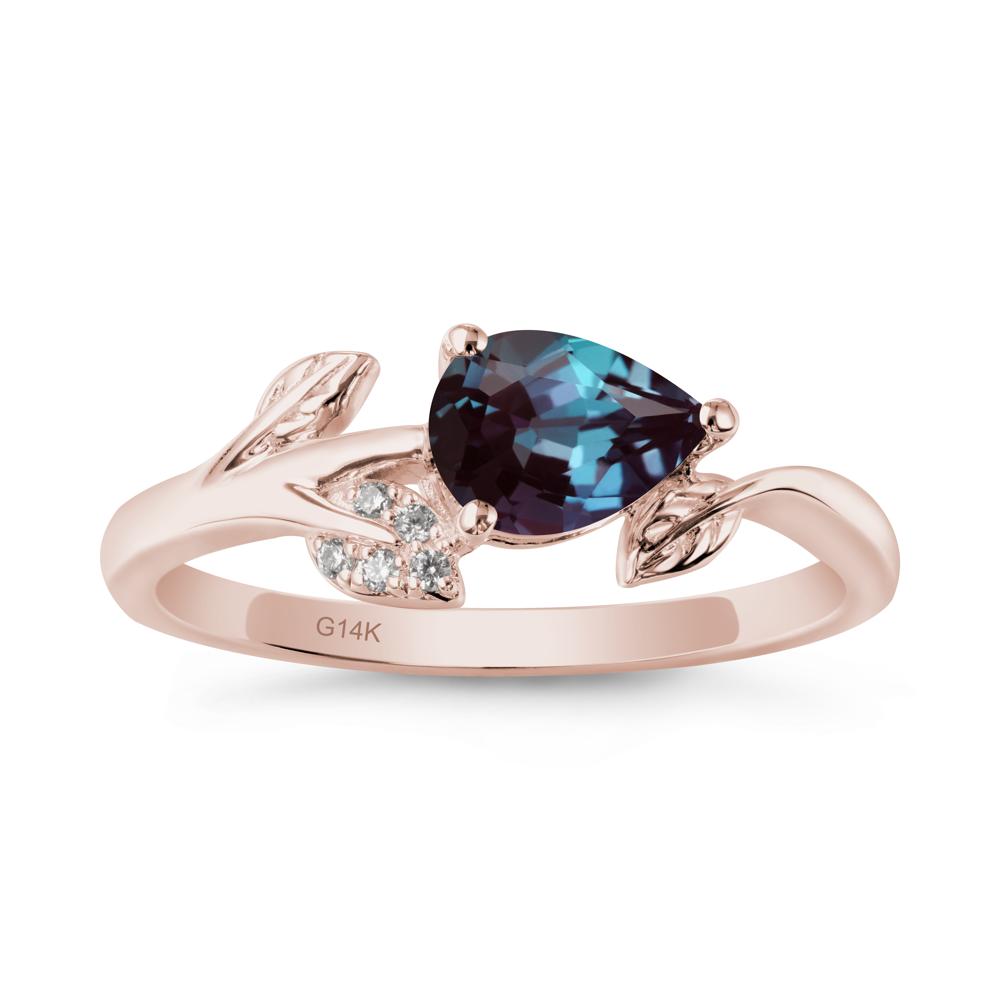 Sprouting Leaf Pear Alexandrite Ring - LUO Jewelry #metal_14k rose gold