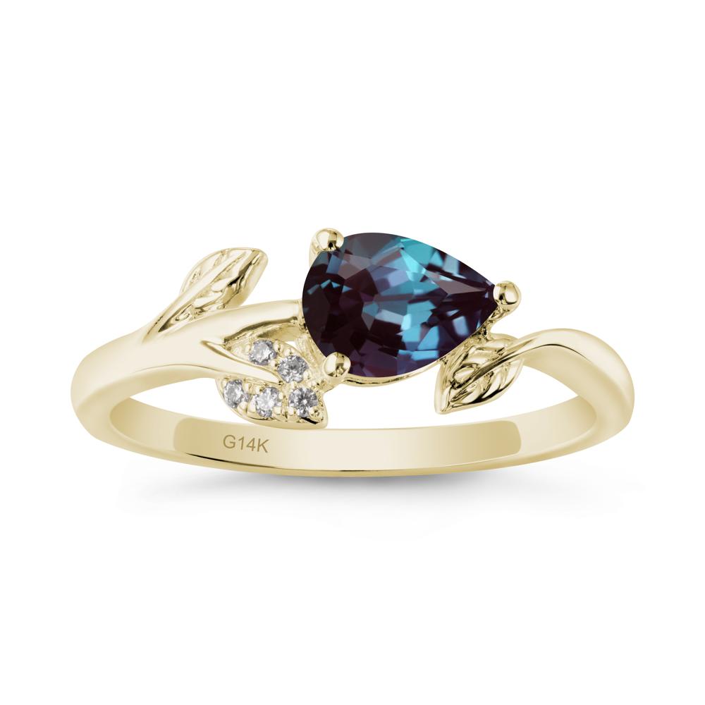 Sprouting Leaf Pear Alexandrite Ring - LUO Jewelry #metal_14k yellow gold