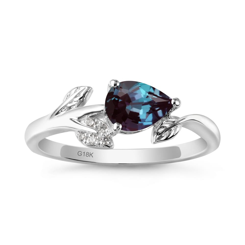Sprouting Leaf Pear Alexandrite Ring - LUO Jewelry #metal_18k white gold