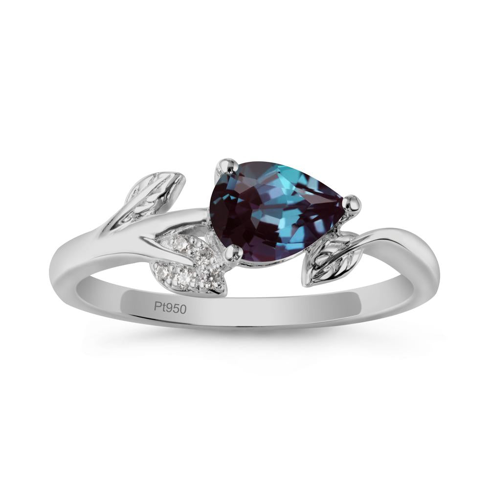 Sprouting Leaf Pear Alexandrite Ring - LUO Jewelry #metal_platinum