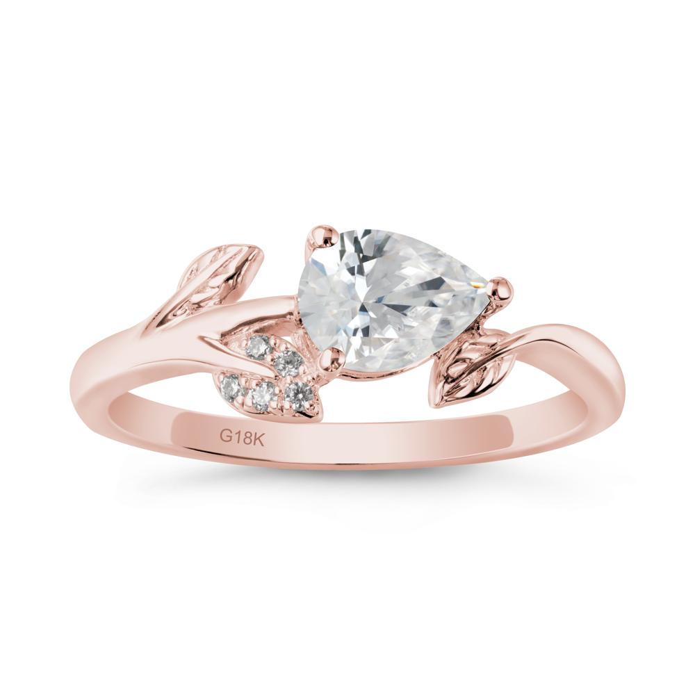 Sprouting Leaf Pear Cubic Zirconia Ring - LUO Jewelry #metal_18k rose gold