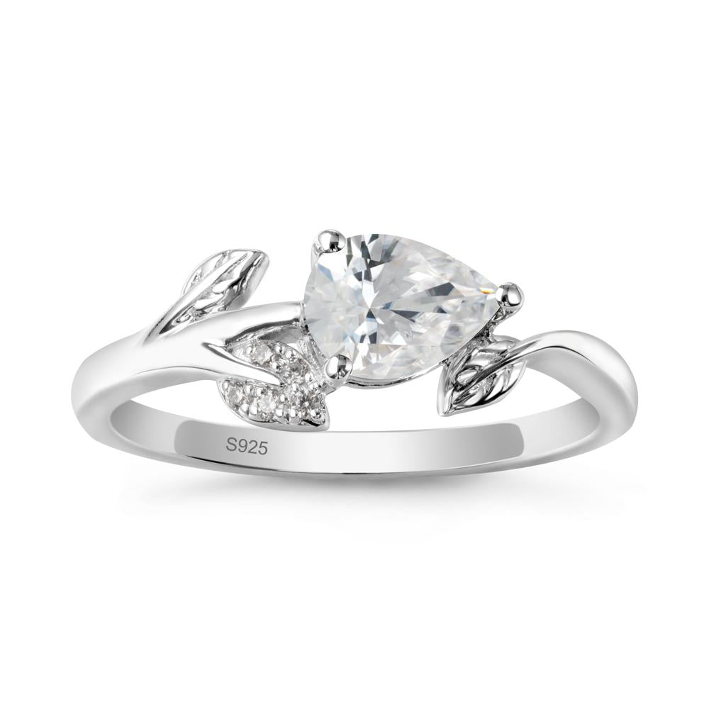 Sprouting Leaf Pear Cubic Zirconia Ring - LUO Jewelry #metal_sterling silver
