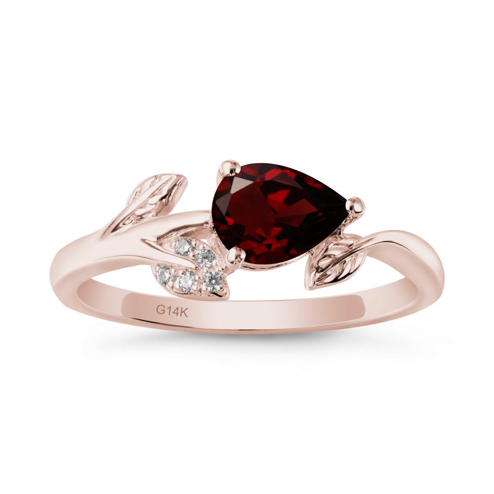Sprouting Leaf Pear Garnet Ring - LUO Jewelry #metal_14k rose gold