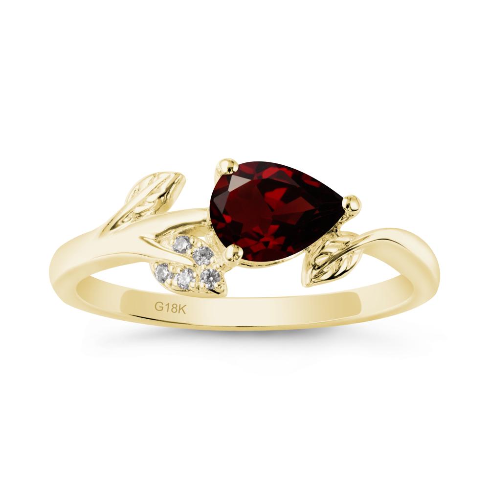 Sprouting Leaf Pear Garnet Ring - LUO Jewelry #metal_18k yellow gold