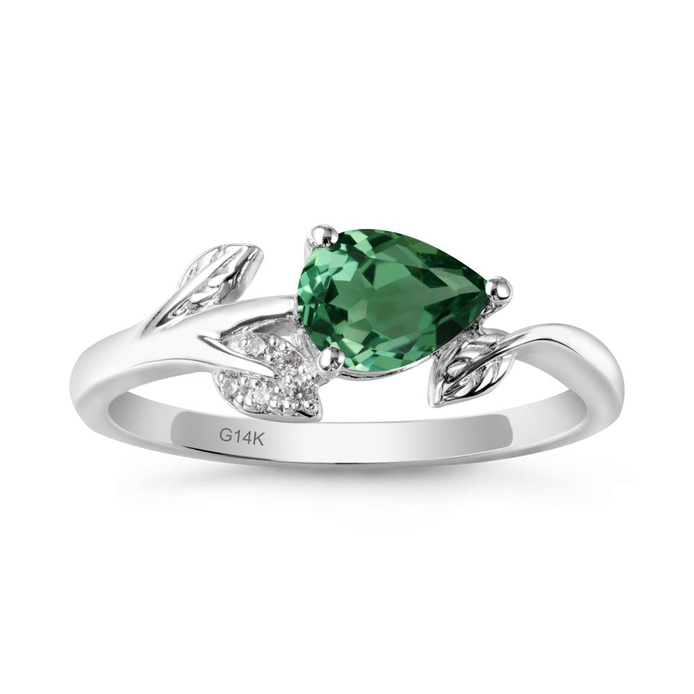Sprouting Leaf Pear Green Sapphire Ring - LUO Jewelry #metal_14k white gold