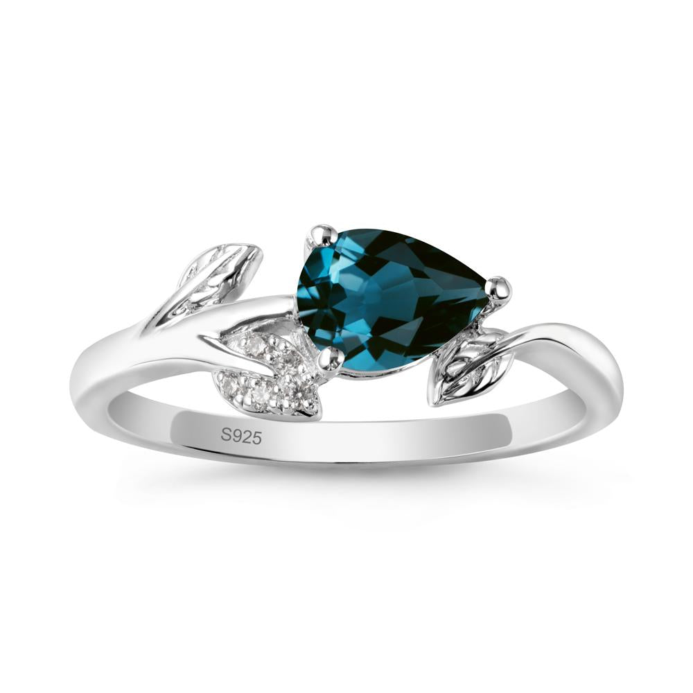 Sprouting Leaf Pear London Blue Topaz Ring - LUO Jewelry #metal_sterling silver