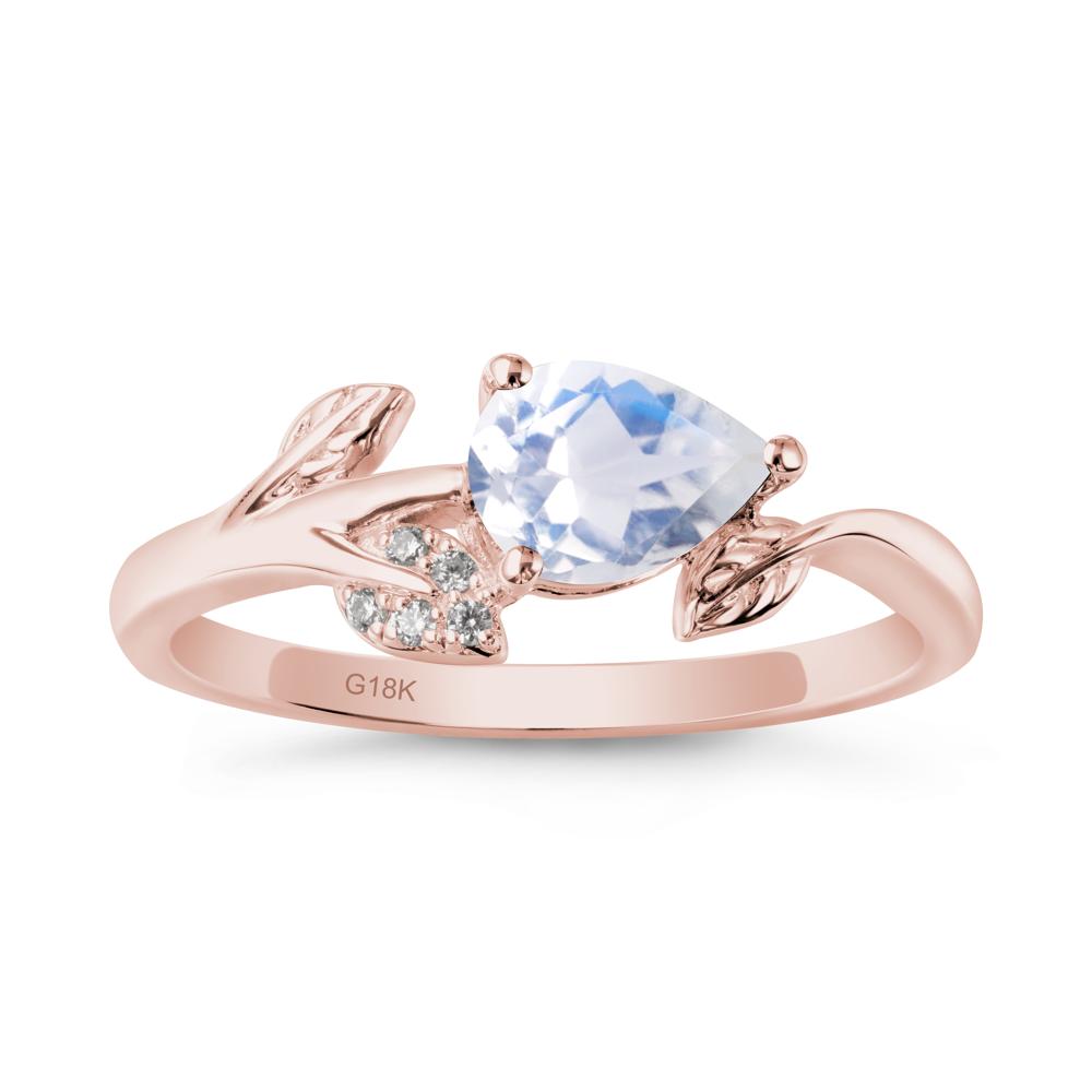 Pear Shaped Moonstone Leaf Ring - LUO Jewelry #metal_18k rose gold