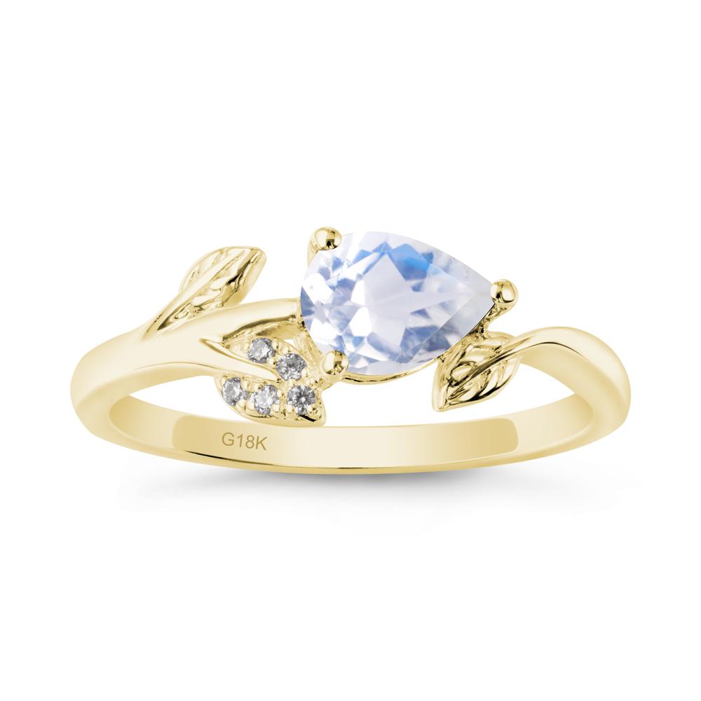 Pear Shaped Moonstone Leaf Ring - LUO Jewelry #metal_18k yellow gold