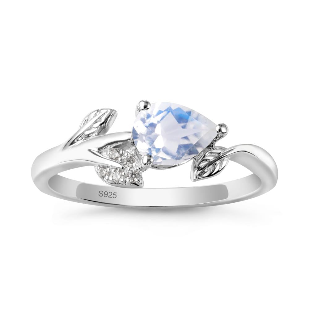 Pear Shaped Moonstone Leaf Ring - LUO Jewelry #metal_sterling silver