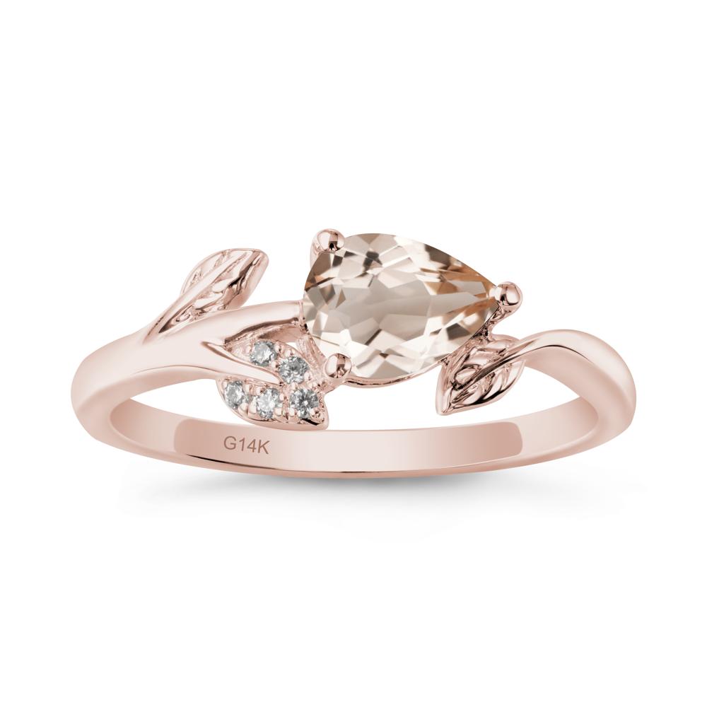 Sprouting Leaf Pear Morganite Ring - LUO Jewelry #metal_14k rose gold