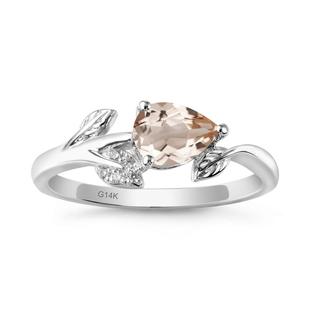 Sprouting Leaf Pear Morganite Ring - LUO Jewelry #metal_14k white gold